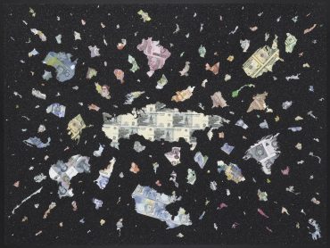 Bigger Bang Black - Diamond Dust Edition - a limited edition money map print by Justine Smith, London