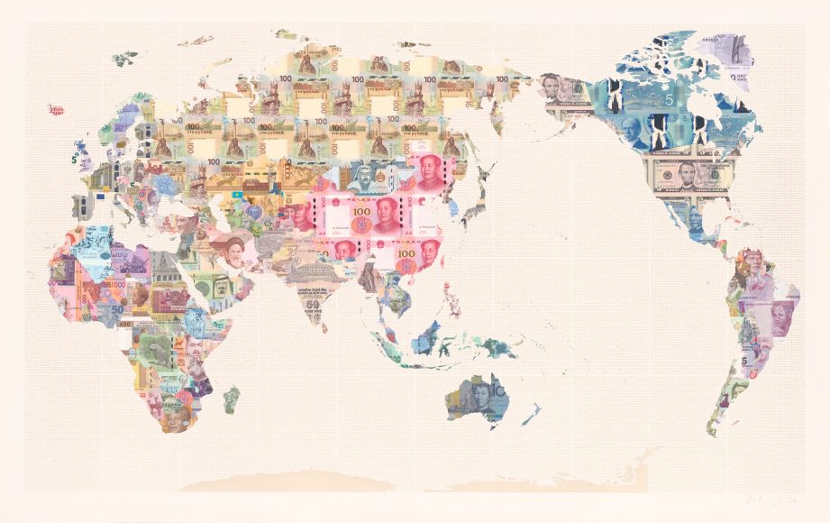 Money Map of the World - China - a limited edition money map print by Justine Smith, London