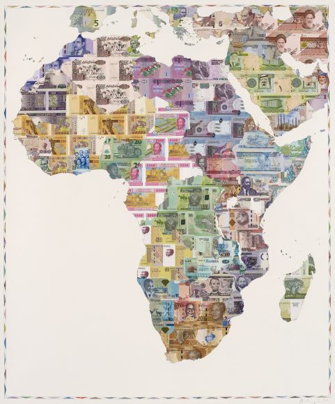 Money Map of Africa 2015 - a limited edition money map print by Justine Smith, London
