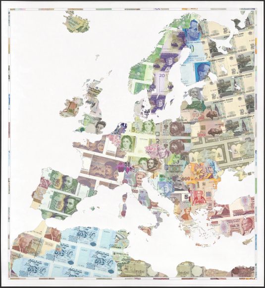 Old Europe - a limited edition money map print by Justine Smith, London