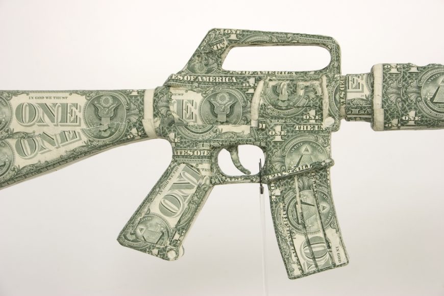 US Dollar gun gun sculpture
