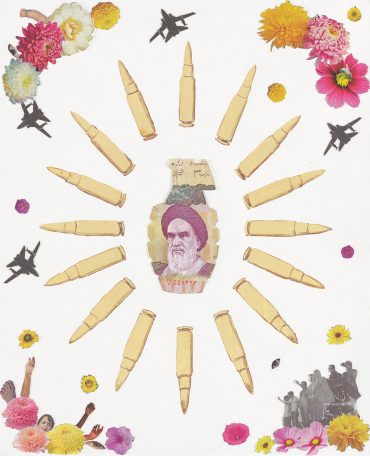 Crowd Control – Iran, a weapon collage by Justine Smith, Artist