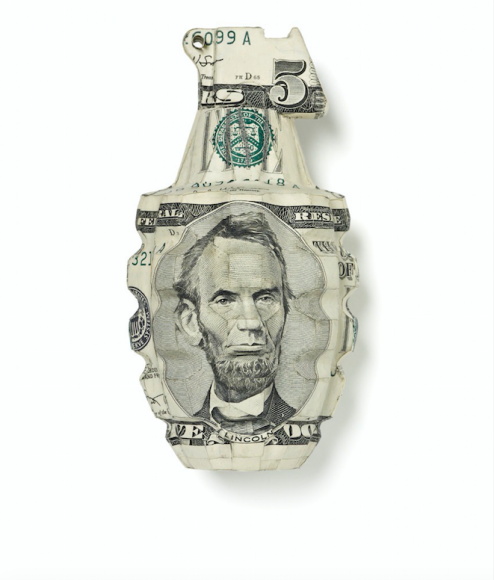 US Dollar grenade sculpture