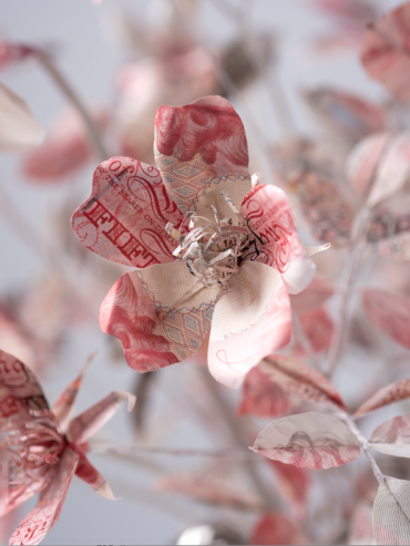 Paper Money Flower sculpture